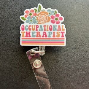 Colorful Floral Occupational Therapist Badge Reel